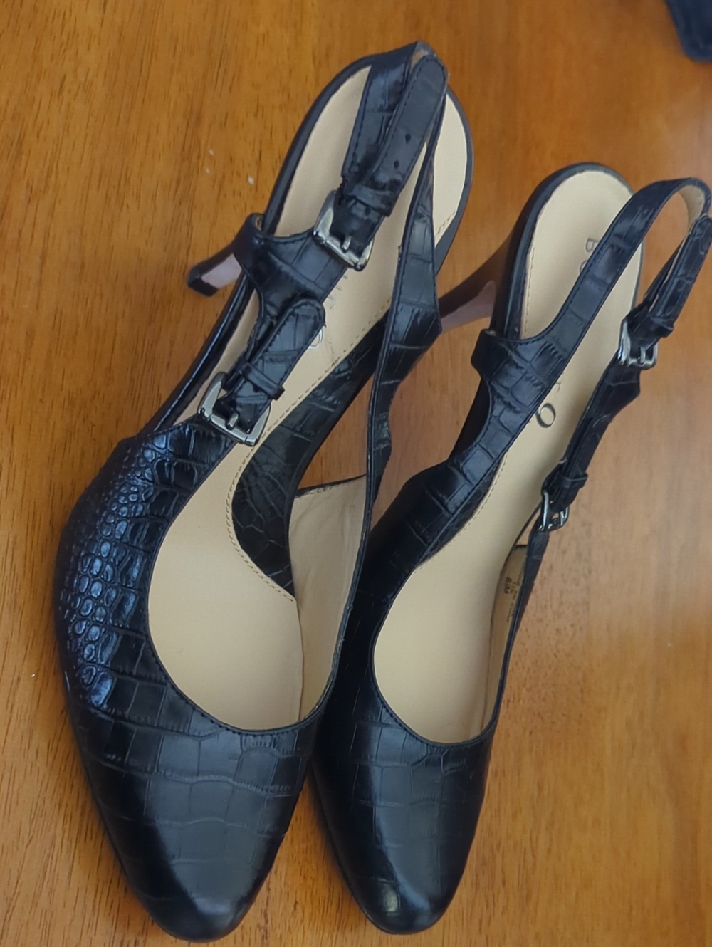 Boutique 9 Black Croc-Embossed Slingback Pumps